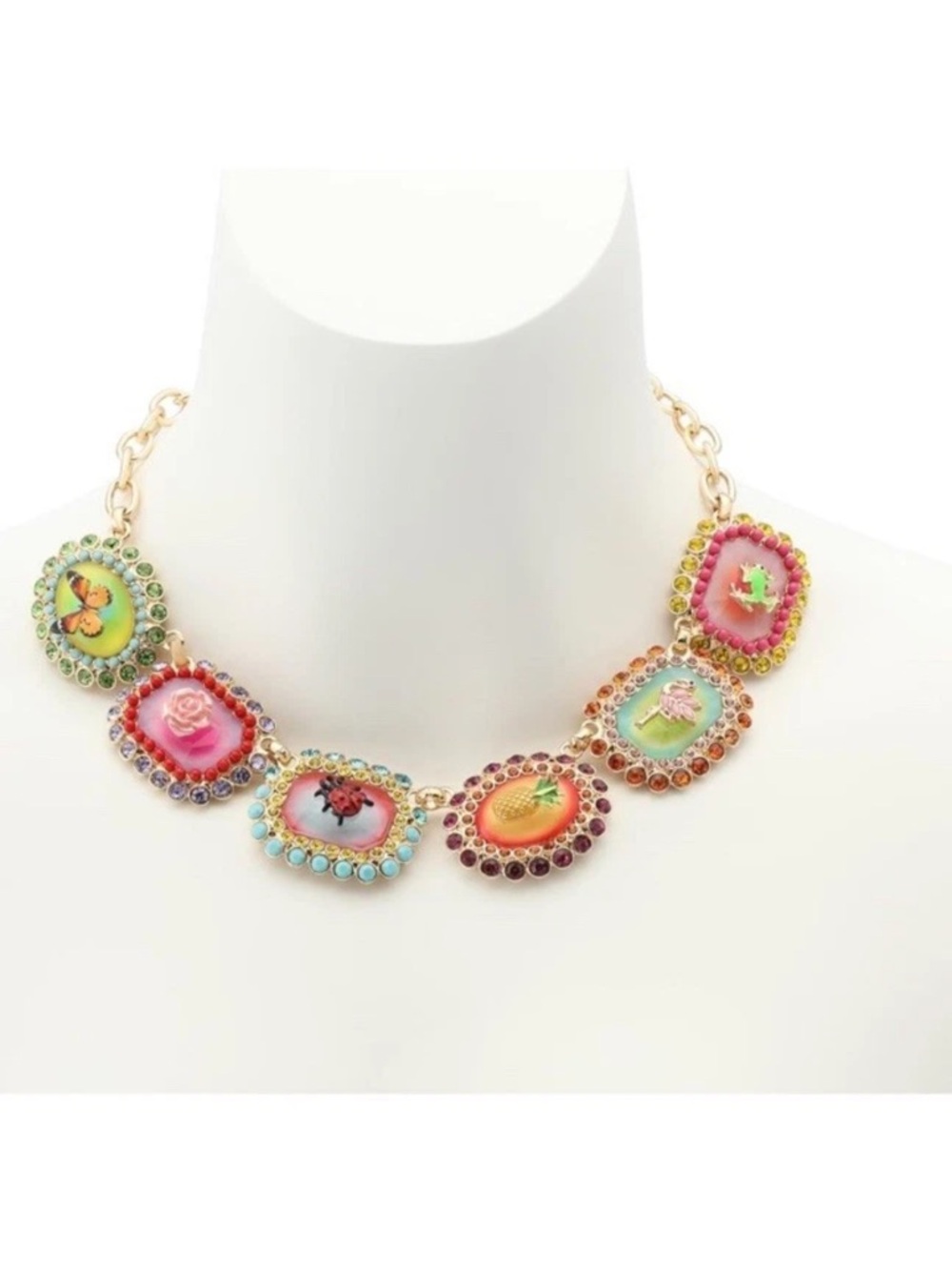 Betsey Johnson Backyard Stone Critter Bib Statement Necklace & Matching Bracelet - Picture 14 of 14